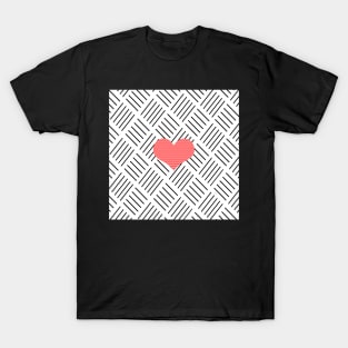 Red heart - Abstract geometric pattern - black and white. T-Shirt